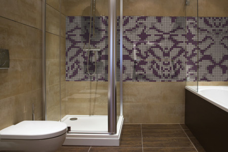 purple textiles Traditional Ornamental Mosaic installation by Artaic