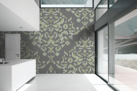 green textiles Traditional Ornamental Mosaic installation by Artaic