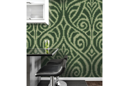 green textiles Traditional Ornamental Mosaic installation by Artaic