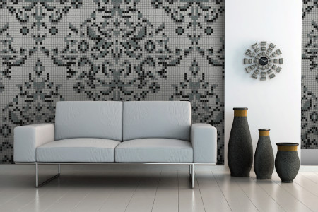 gray textiles Traditional Ornamental Mosaic installation by Artaic