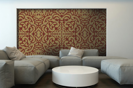 red textiles Traditional Ornamental Mosaic installation by Artaic