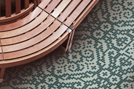 Turquoise textiles Traditional Ornamental Mosaic installation by Artaic