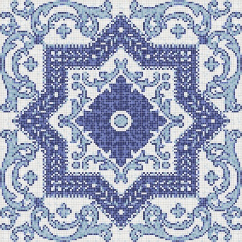 Blue Flowing Vines Tile Pattern 