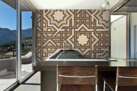 Artaic's Intertwined Sandstone mosaic Pattern installed in a Residential living-room