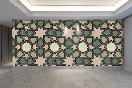 Artaic's Star Block Grapevine mosaic Pattern installed in a Residential living-room