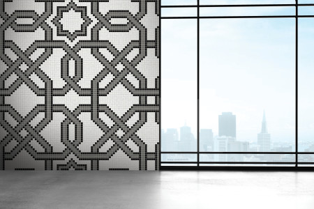 Artaic's Gentle Weave Lunar mosaic Pattern installed in a Residential living-room