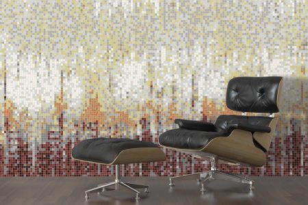 Brown Waterfall Contemporary Abstract Mosaic installation by Artaic