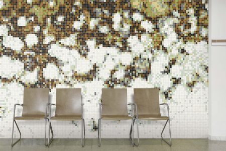 Green depths Contemporary Abstract Mosaic installation by Artaic