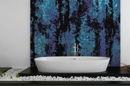 Blue depths Contemporary Abstract Mosaic installation by Artaic
