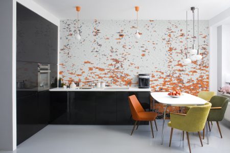 Orange effervescence Contemporary Abstract Mosaic installation by Artaic