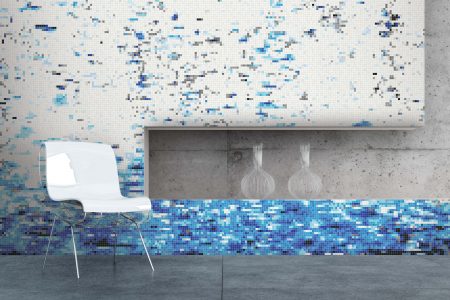 Turquoise effervescence Contemporary Abstract Mosaic installation by Artaic