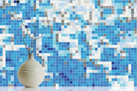 Blue Waves Contemporary Abstract Mosaic installation by Artaic