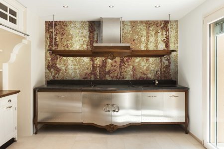 Brown depths Contemporary Abstract Mosaic installation by Artaic