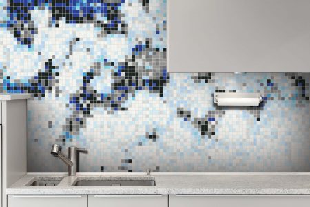 Blue depths Contemporary Abstract Mosaic installation by Artaic