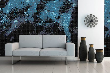 Blue water Contemporary Abstract Mosaic installation by Artaic