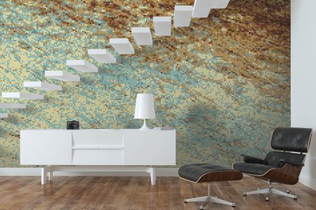 Brown Waves Contemporary Abstract Mosaic installation by Artaic