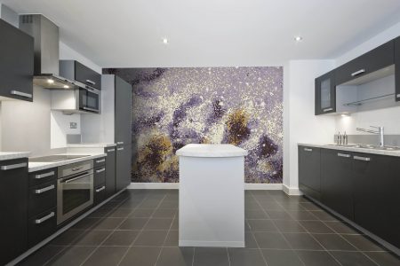 Purple water Contemporary Abstract Mosaic installation by Artaic