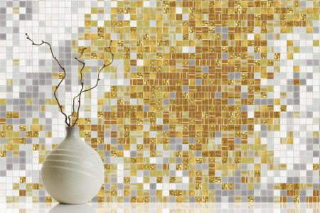 Tan water Contemporary Abstract Mosaic installation by Artaic