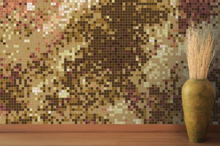 Brown water Contemporary Abstract Mosaic installation by Artaic