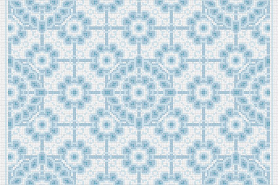 Blue art nouveau Traditional Ornamental Mosaic by Artaic