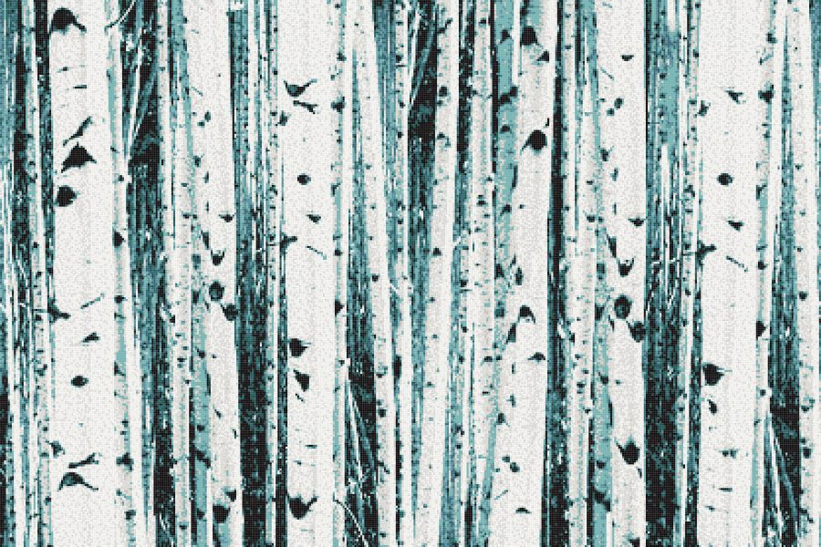 Turquoise Birch Trees Contemporary Photorealistic Mosaic by Artaic