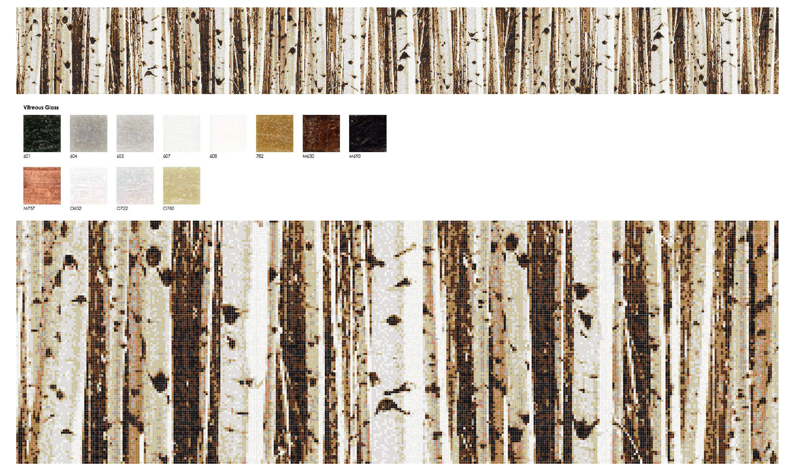 01161076 Cliff Lodge ballroom Aspen Naturally Refine Mosaic birch trees mosaic rendering