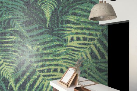 Green ferns Modern Floral Mosaic installation by Artaic