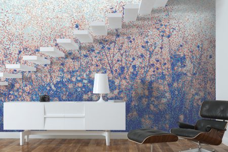 Blue Flowers Modern Floral Mosaic installation by Artaic