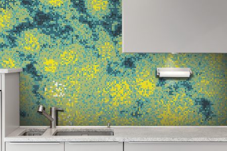 Yellow hydrangeas Modern Floral Mosaic installation by Artaic