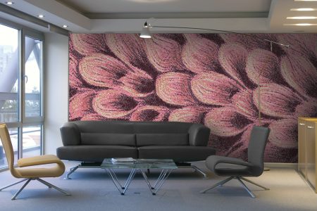 Purple flower petals Modern Floral Mosaic installation by Artaic