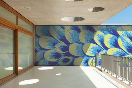 Blue flower petals Modern Floral Mosaic installation by Artaic