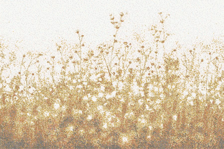 Gold Flowers Modern Floral Mosaic by Artaic