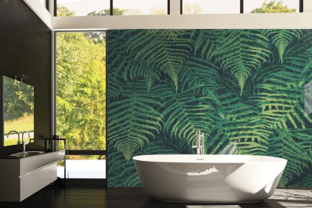 Green ferns Modern Floral Mosaic installation by Artaic