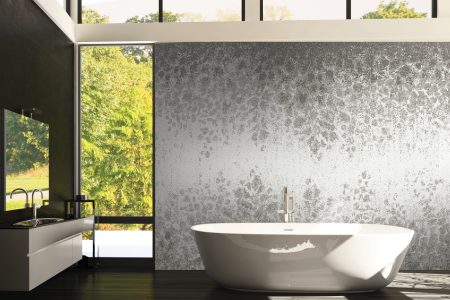 Grey vines Modern Floral Mosaic installation by Artaic