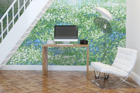 Green meadows Modern Floral Mosaic installation by Artaic