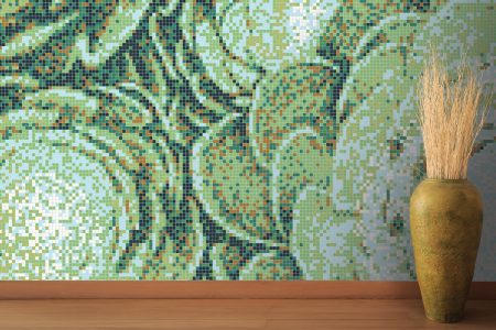Green ornamental plants Modern Floral Mosaic installation by Artaic