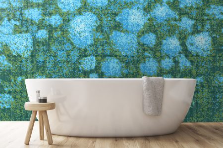Green hydrangeas Modern Floral Mosaic installation by Artaic