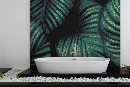 Green forest canopy Modern Floral Mosaic installation by Artaic