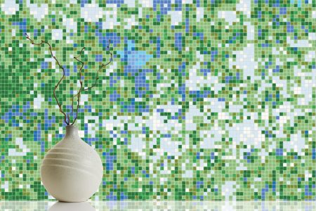 Green meadows Modern Floral Mosaic installation by Artaic