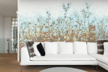Blue Flowers Modern Floral Mosaic installation by Artaic