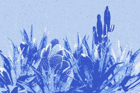 Blue Cacti Modern Floral Mosaic by Artaic