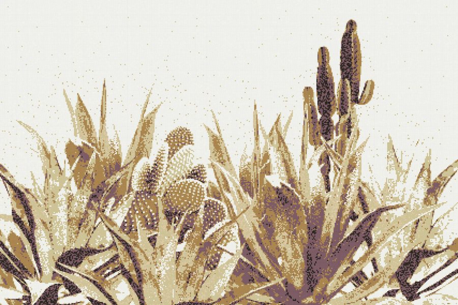 Gold Cacti Modern Floral Mosaic by Artaic