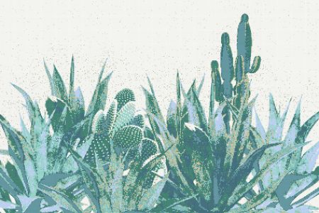 Green Cacti Modern Floral Mosaic by Artaic