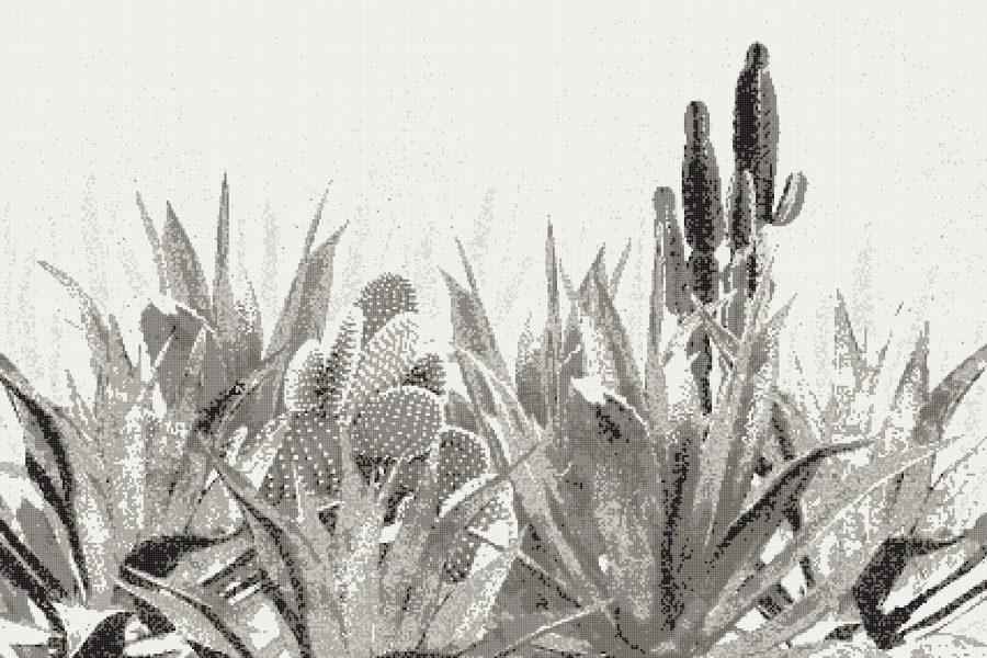 Grey Cacti Modern Floral Mosaic by Artaic