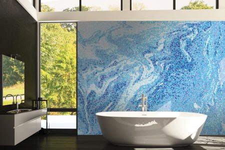 Blue emulsion Contemporary Abstract Mosaic installation by Artaic