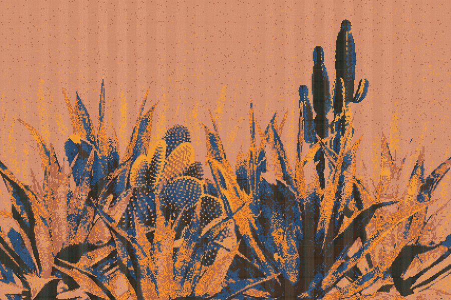 Orange Cacti Modern Floral Mosaic by Artaic