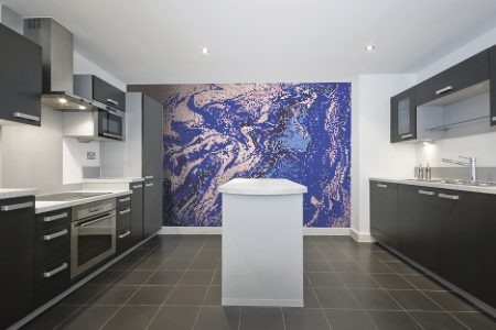 Blue emulsion Contemporary Abstract Mosaic installation by Artaic