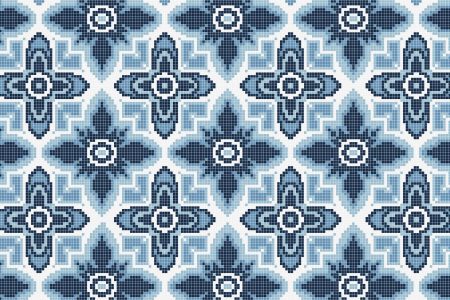 Blue Repeating Contemporary Geometric Mosaic by Artaic