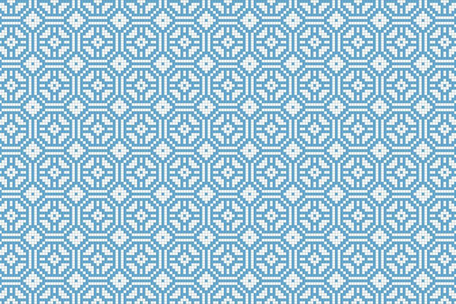 Blue Repeating Contemporary Geometric Mosaic by Artaic
