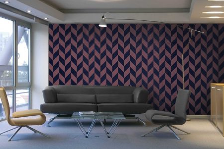 Purple Repeating Contemporary Graphic Mosaic installation by Artaic